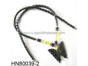 Assorted Colored Opal Beads Hematite Butterfly Pendant Beads Stone Chain Choker Fashion Women Necklace